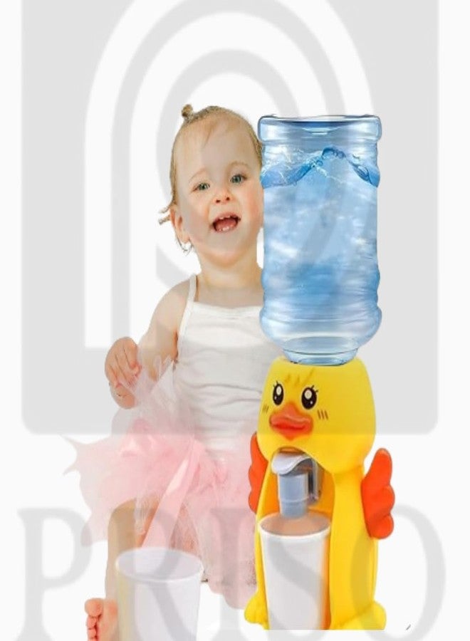 PRISO Mini Water Dispenser Toy for Kids, Creative Thinking, Safe & Durable Cartoon Character Drinking Fountain Pumps with Small Bottle and Mug Childern Play Toy | Duck | Yellowcolor. - Image 3